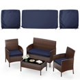 thumbnail image 1 of Kimunuk 3 Pcs Outdoor Cushion Covers, Waterproof Patio Seat Cushions Replacement Slipcovers for Wicker Rattan Conversation Furniture Set, Navy, 1 of 6