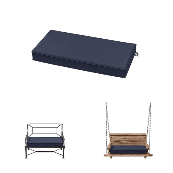 Kimunuk 36" x 18" x 3.5" Outdoor Bench Cushion Patio Furniture Replacement Cushion with Ties for Porch Swing Loveseat, Navy Blue