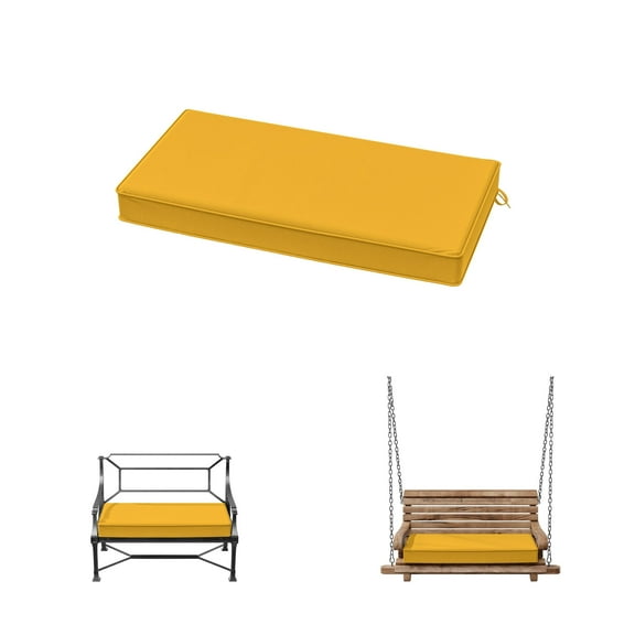 Kimunuk 36" x 18" x 3.5" Outdoor Bench Cushion Patio Furniture Replacement Cushion with Ties for Porch Swing Loveseat, Yellow