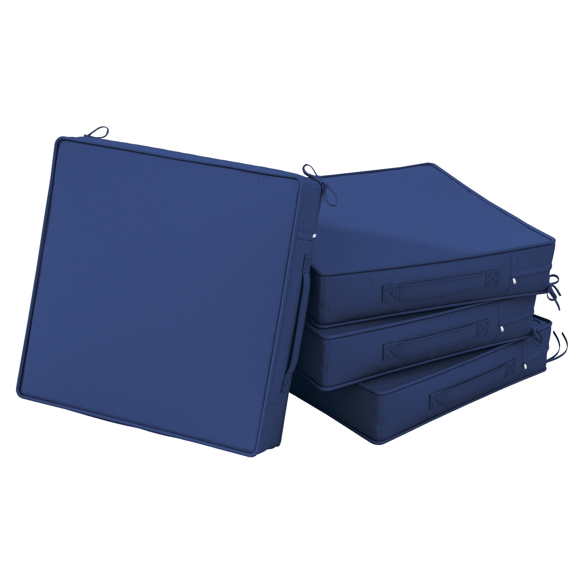 Kimunuk 4 Pack Outdoor Chair Cushions, 18.5" x 16" Waterproof Outdoor Seat Cushions Couch Pads with Ties & Handle for Patio Furniture, Blue