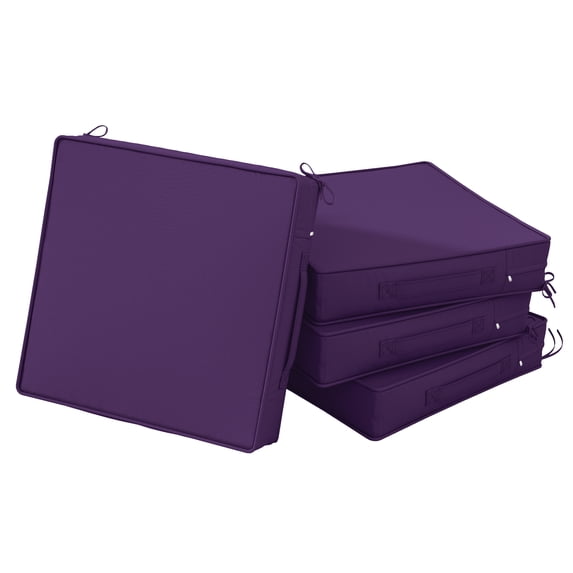 Kimunuk 4 Pack Outdoor Chair Cushions, 19" x 19" Waterproof Outdoor Seat Cushions Couch Pads with Ties & Handle for Patio Furniture, Purple