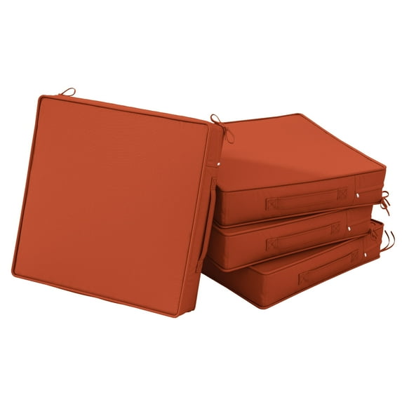 Kimunuk 4 Pack Outdoor Chair Cushions, 22" x 22" Waterproof Outdoor Seat Cushions Couch Pads with Ties & Handle for Patio Furniture, Orange