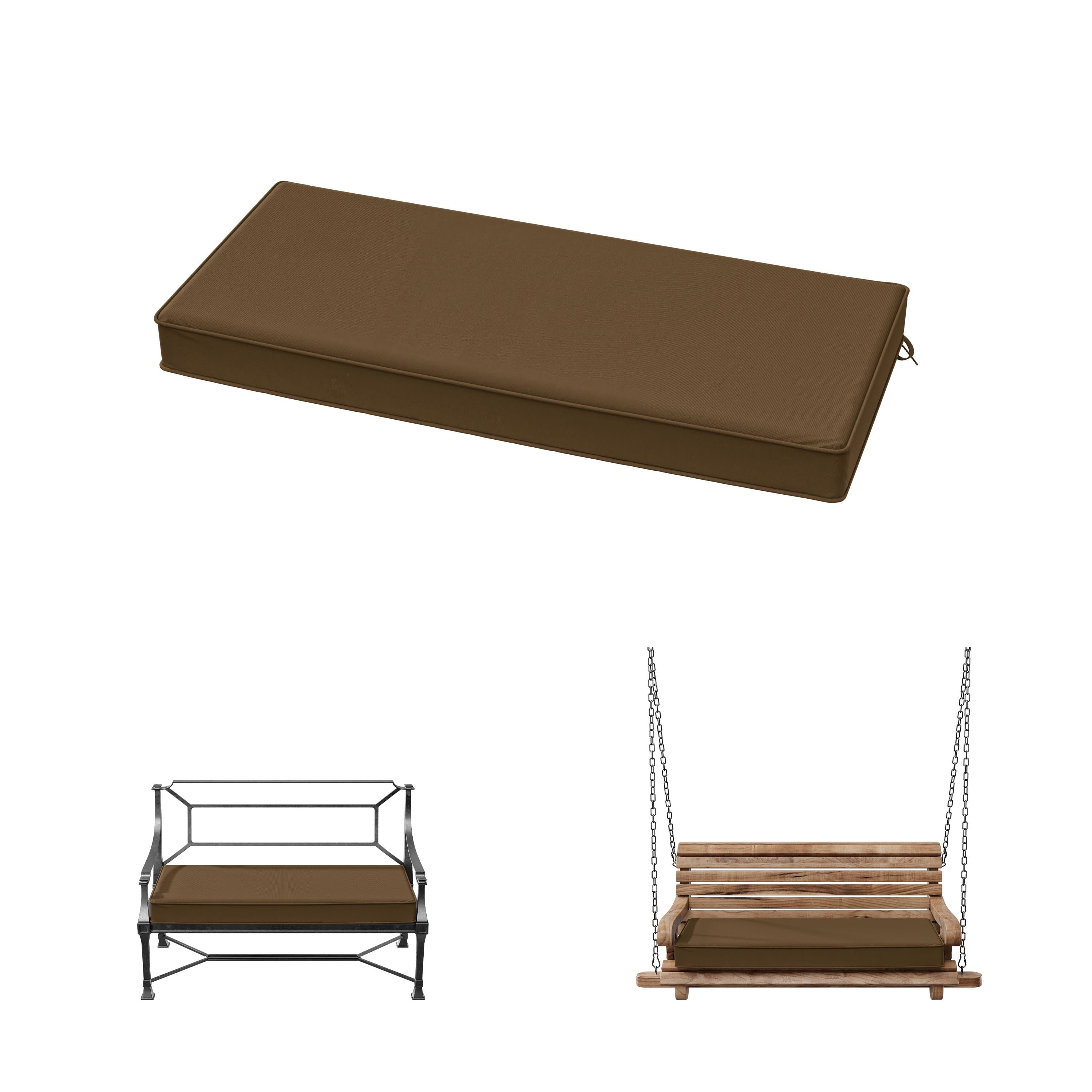 Kimunuk 42" x 18" x 3.5" Bench Cushions for Outdoor Furniture, Waterproof Porch Swing Cushion Seat Patio Chair Replacement Pads with Ties, Chocolate