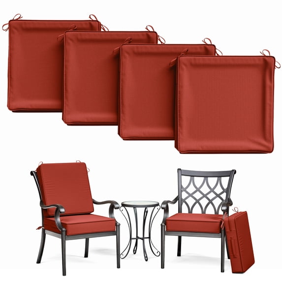 Kimunuk 4Pcs Outdoor Slipcovers for Chair Cushions , 19" x 19" Replacement Waterproof Non-Slip Patio Seat Cushion Covers with Handle,Terra Red