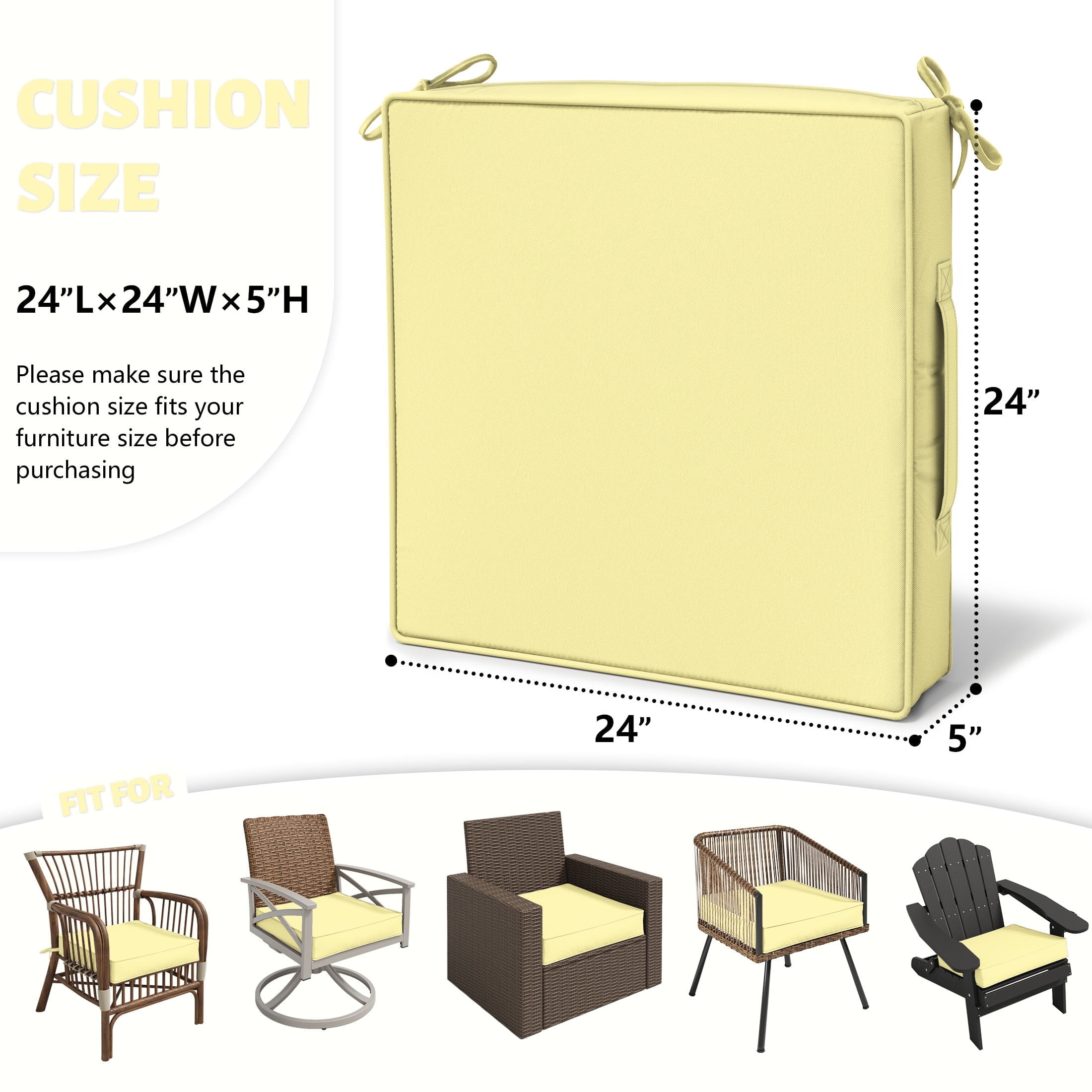 Kimunuk 4Pcs Outdoor Slipcovers for Chair Cushions , 24" x 24 ...