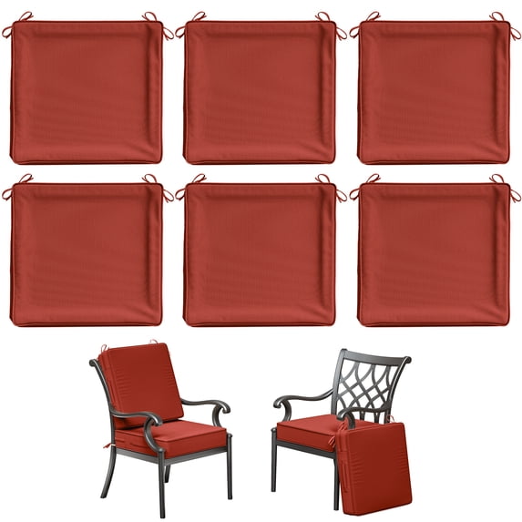 Kimunuk 6Pcs Outdoor Chair Cushions Slipcovers, 18.5" x 16" Terra Red Replacement Waterproof Non-Slip Patio Seat Cushion Covers with Handle, Covers Only