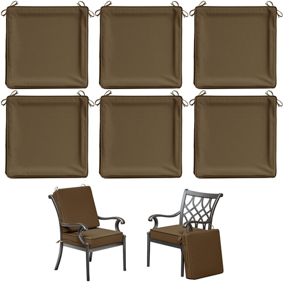 Kimunuk 6Pcs Outdoor Chair Cushions Slipcovers, 19" x 19" Chocolate Replacement Waterproof Non-Slip Patio Seat Cushion Covers with Handle, Covers Only