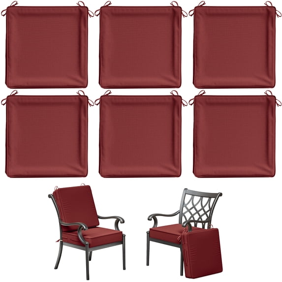 Kimunuk 6Pcs Outdoor Chair Cushions Slipcovers, 22" x 22" Burgundy Replacement Waterproof Non-Slip Patio Seat Cushion Covers with Handle, Covers Only