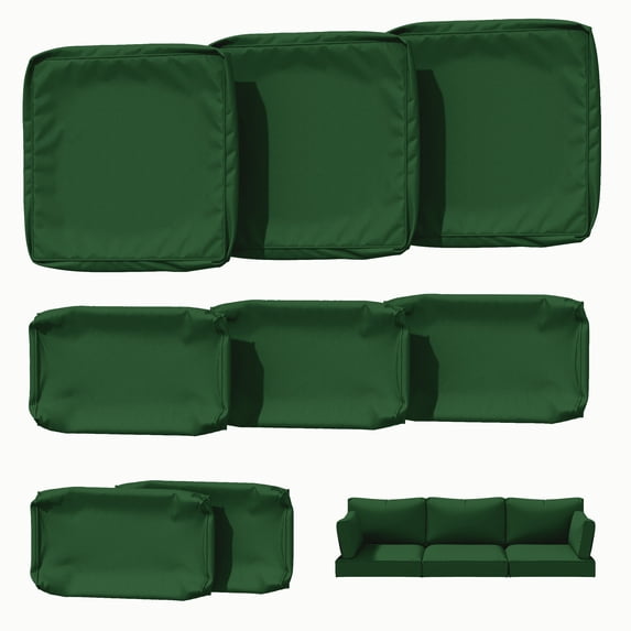 Kimunuk 8 Pcs Outdoor Cushion Covers for Patio Furniture, Washable Outdoor Cushion Slipcovers Replacement with Zipper for 3 Seat Rattan Sofa, Green