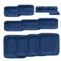 Kimunuk 9Pcs Outdoor Slipcovers for Cushions, Waterproof Patio Cushion Replacement Covers with Zipper for 4-Seat Patio Furniture Set, Blue