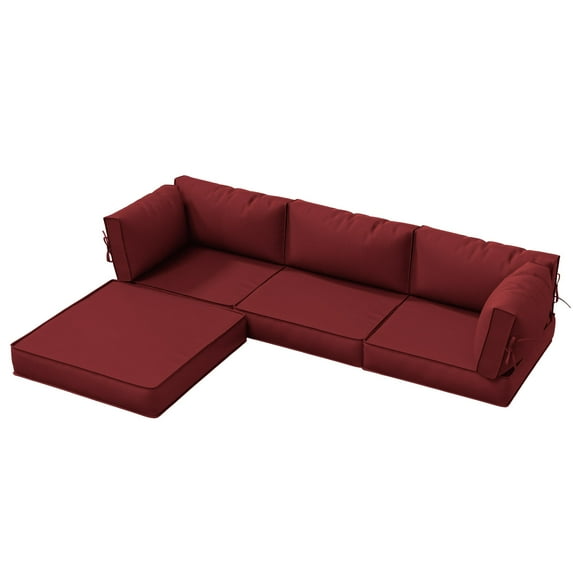 Kimunuk 9 Pcs Outdoor Patio Replacement Cushions,Waterproof Cushions for 4-Seat Outdoor Sectional Sofa Couch, Burgundy