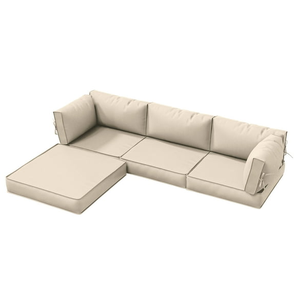 Kimunuk 9 Pcs Outdoor Patio Replacement Cushions,Waterproof Cushions for 4-Seat Outdoor Sectional Sofa Couch, Cream