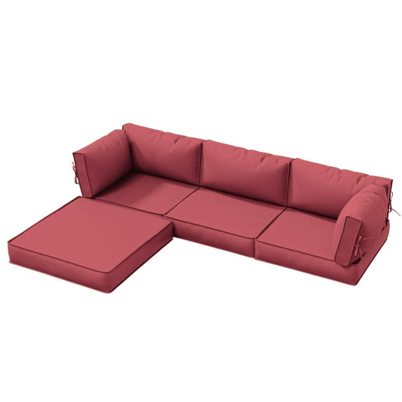 Kimunuk 9 Pcs Outdoor Patio Replacement Cushions,Waterproof Cushions for 4-Seat Outdoor Sectional Sofa Couch, Fuchsia Red