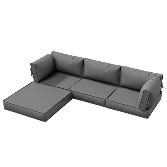 Kimunuk 9 Pcs Outdoor Patio Replacement Cushions,Waterproof Cushions for 4-Seat Outdoor Sectional Sofa Couch,Light Grey