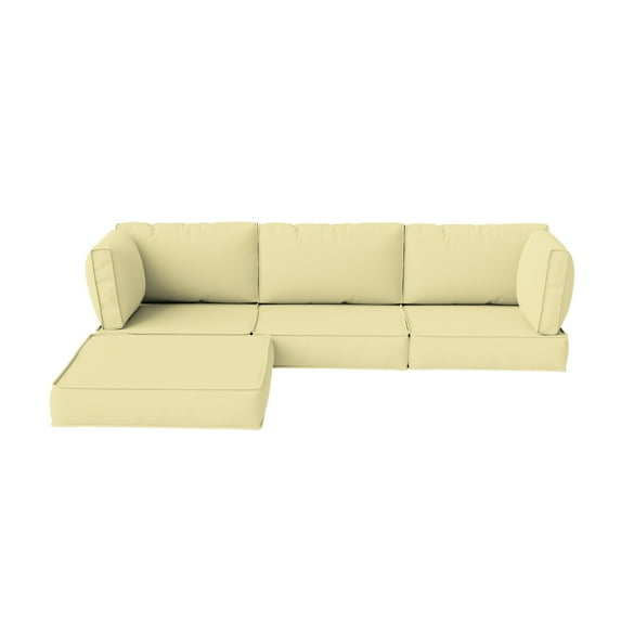 Kimunuk 9 Pcs Outdoor Patio Replacement Cushions,Waterproof Cushions for 4-Seat Outdoor Sectional Sofa Couch, Light Yellow