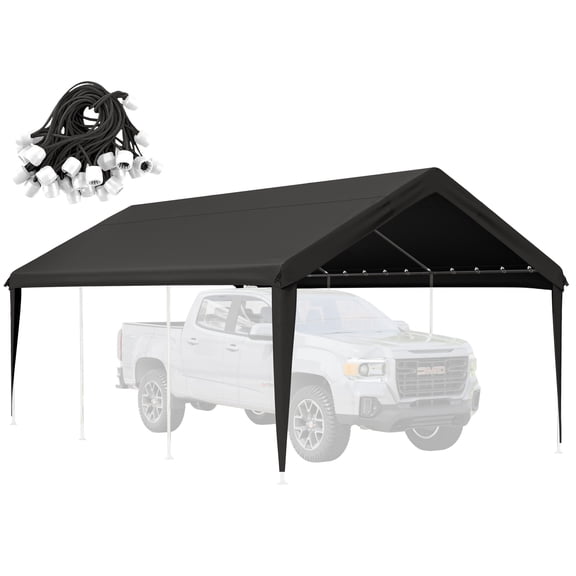 Kimunuk Canopy Replacement Cover, 12' x 20' Outdoor Portable Carport Replacement Canopy with Ball Bungees for Car Garage Shelter Tent Party Tent, Gray ,Frame is Not Included