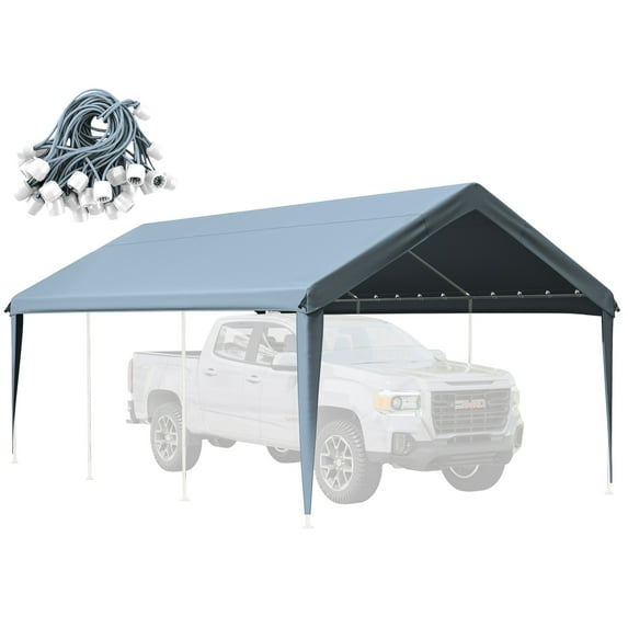 Kimunuk Canopy Replacement Cover, 12' x 20' Outdoor Portable Carport Replacement Canopy with Ball Bungees for Car Garage Shelter Tent Party Tent, Sky Blue ,Frame is Not Included