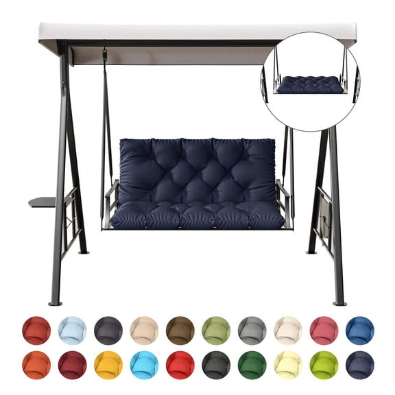 Kimunuk Outdoor Porch Swing Cushion, 40" X 40" X 5" Waterproof Bench Chair Replacement Cushion with 6 Ties for Patio, Navy Blue