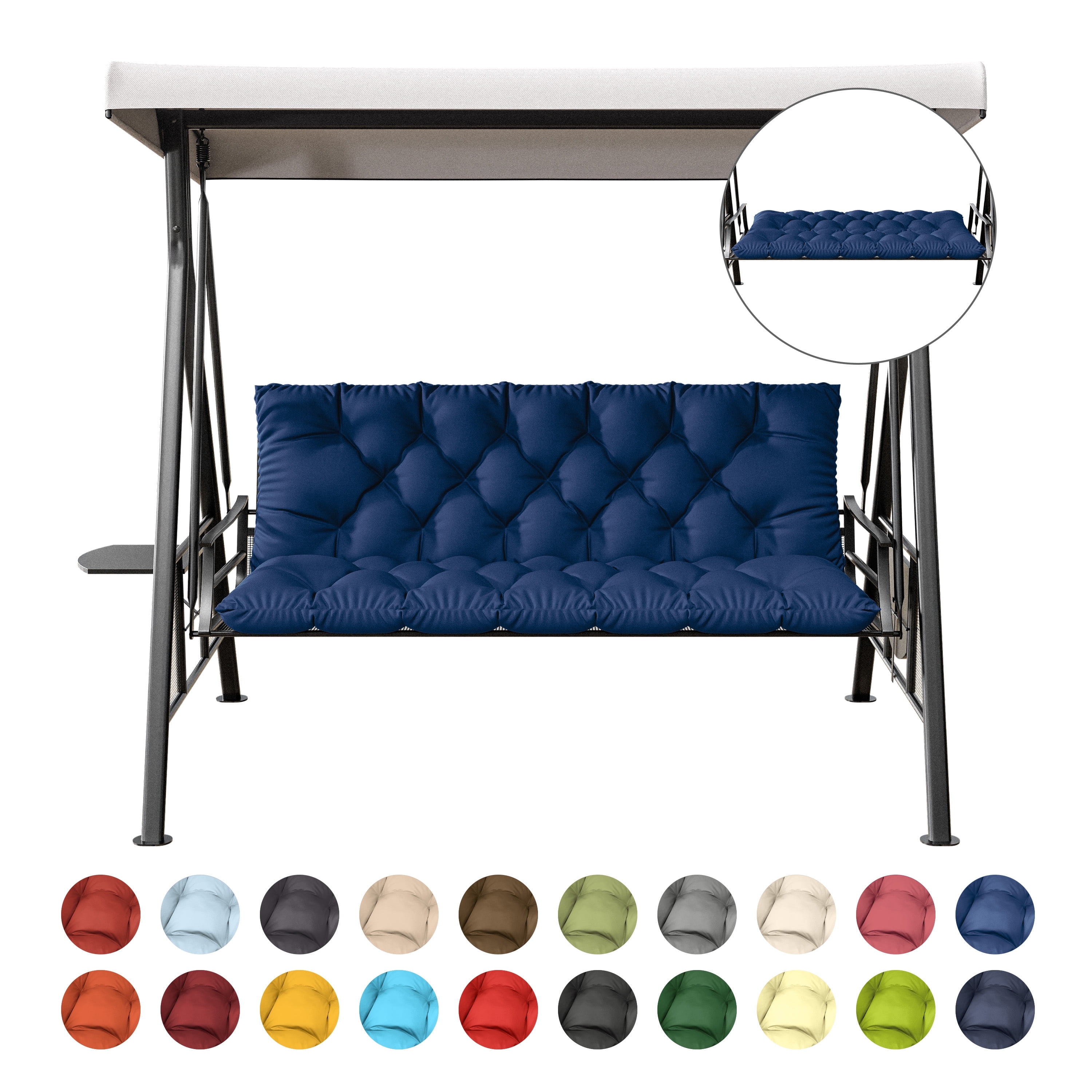 Kimunuk Outdoor Porch Swing Cushion, 60" X 40" X 5" Waterproof Bench Chair Replacement Cushion with 6 Ties for Patio, Blue