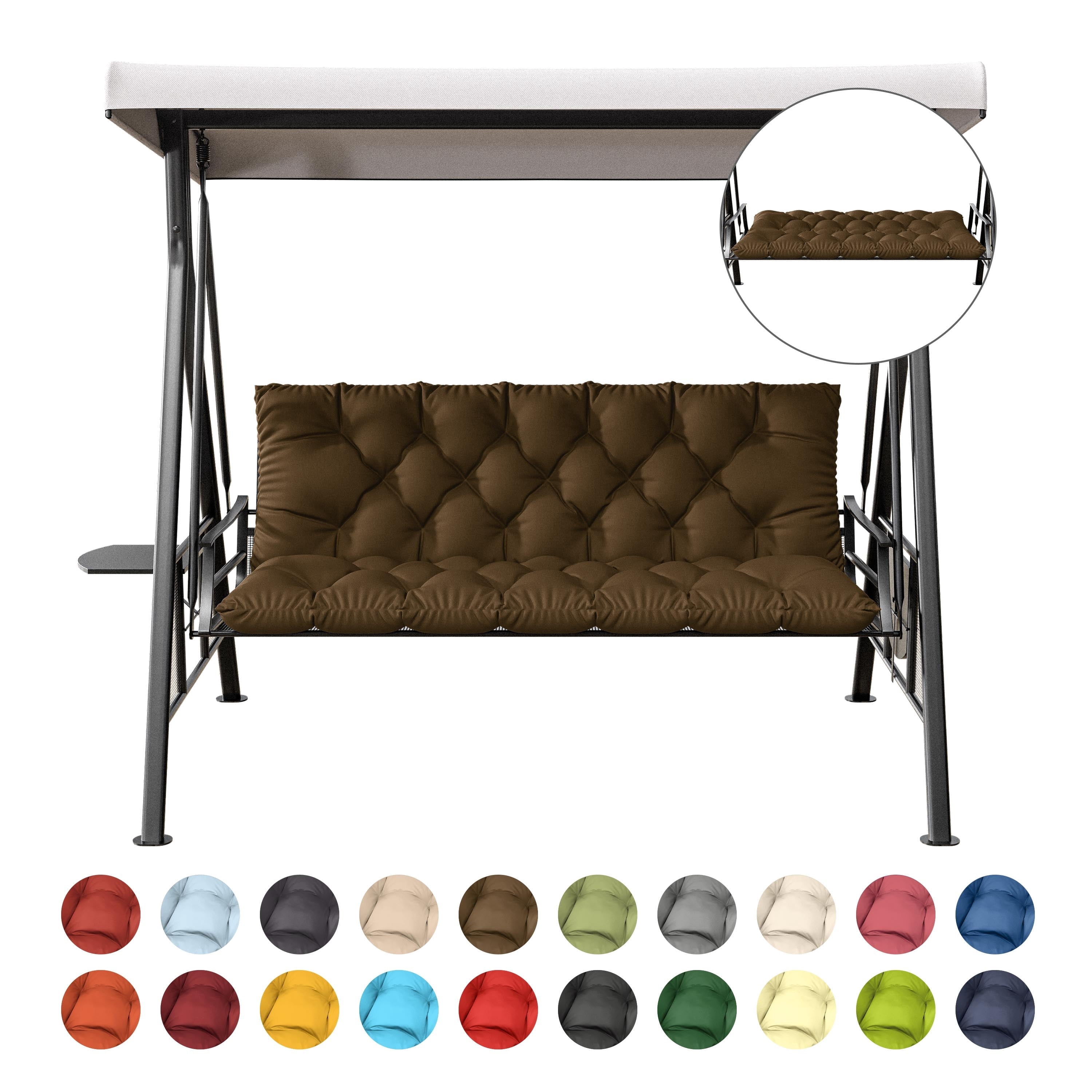 Kimunuk Outdoor Porch Swing Cushion, 60" X 40" X 5" Waterproof Bench Chair Replacement Cushion with 6 Ties for Patio, Chocolate
