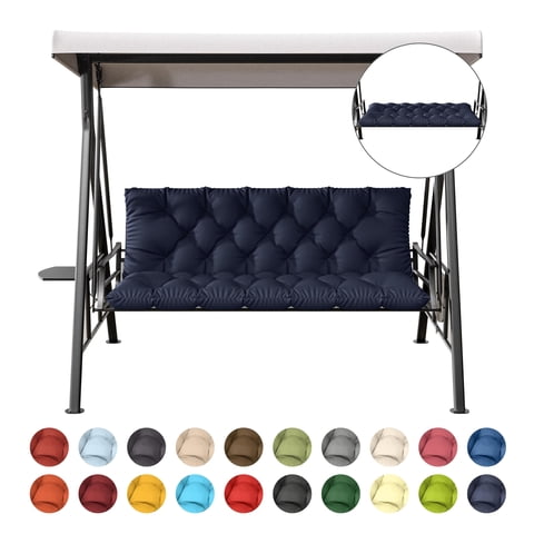 Kimunuk Outdoor Porch Swing Cushion, 60" X 40" X 5" Waterproof Bench Chair Replacement Cushion with 6 Ties for Patio, Navy Blue