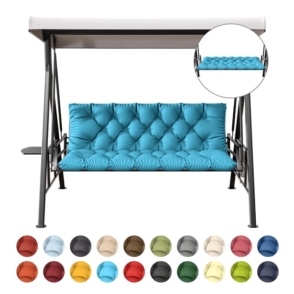 Kimunuk Outdoor Porch Swing Cushion, 60" X 40" X 5" Waterproof Bench Chair Replacement Cushion with 6 Ties for Patio, Lake Blue