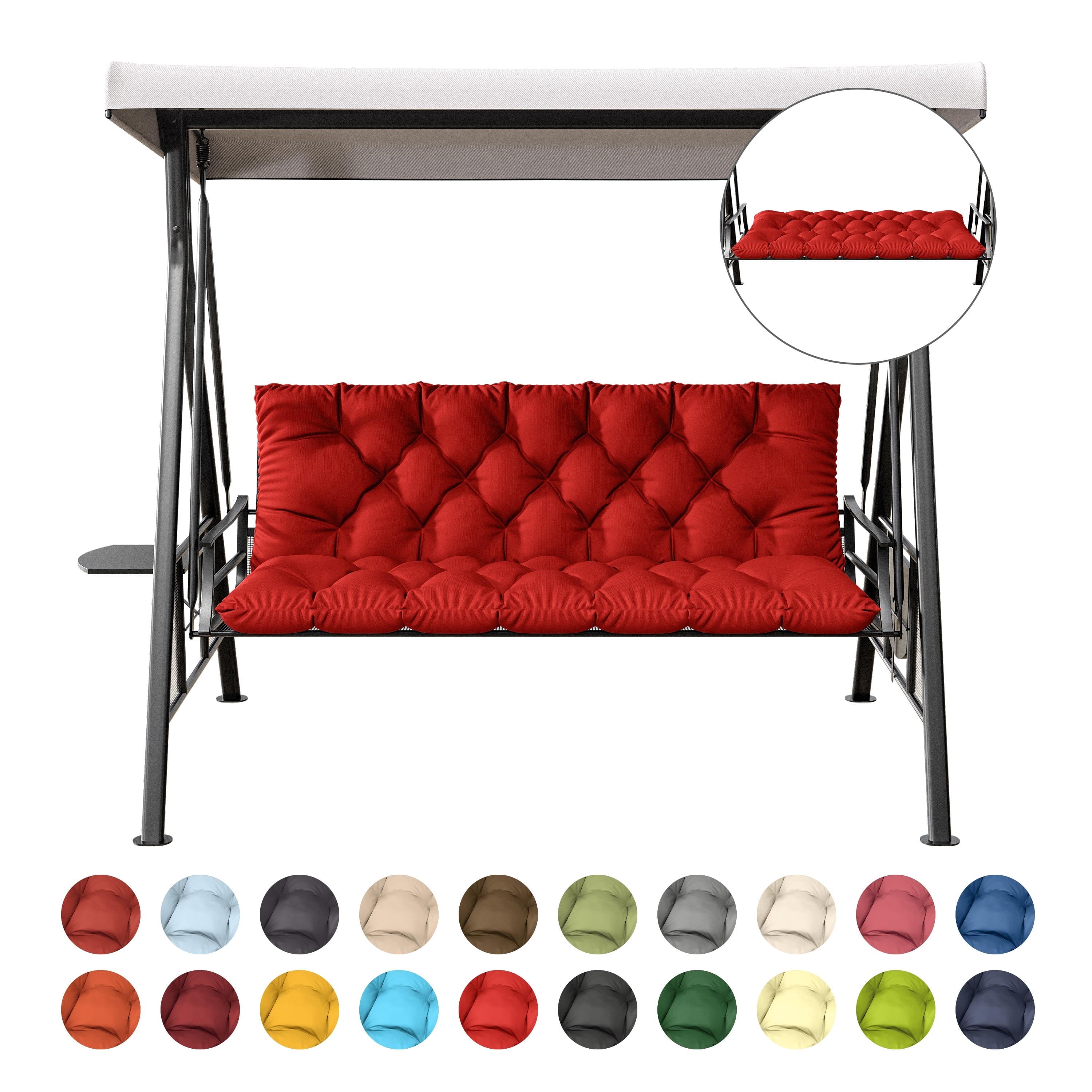 Kimunuk Outdoor Porch Swing Cushion, 60" X 40" X 5" Waterproof Bench Chair Replacement Cushion with 6 Ties for Patio, Red