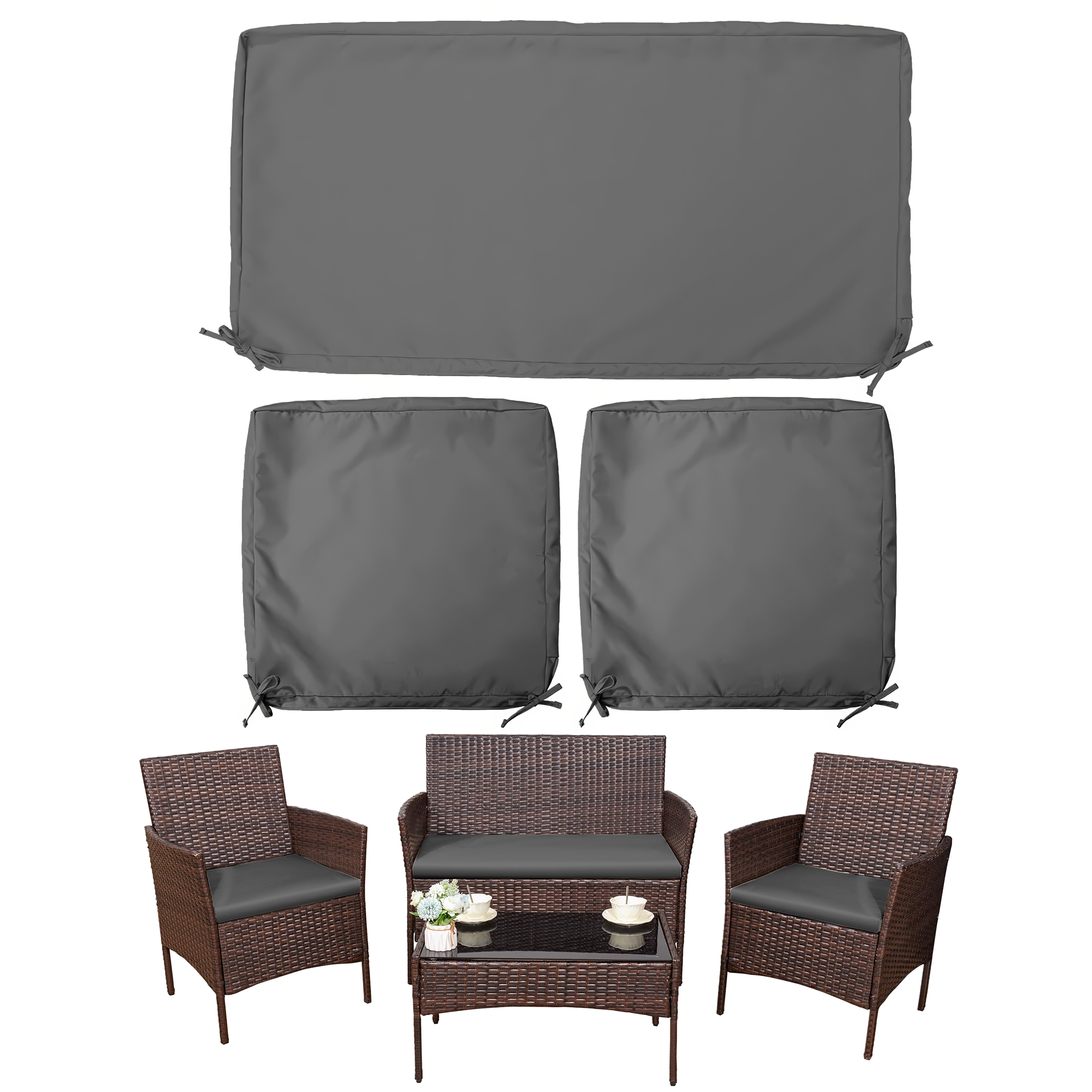 Indoor/Outdoor Rounded Back Chair Cushion, 16" x 16", Cool Gray 2 Count