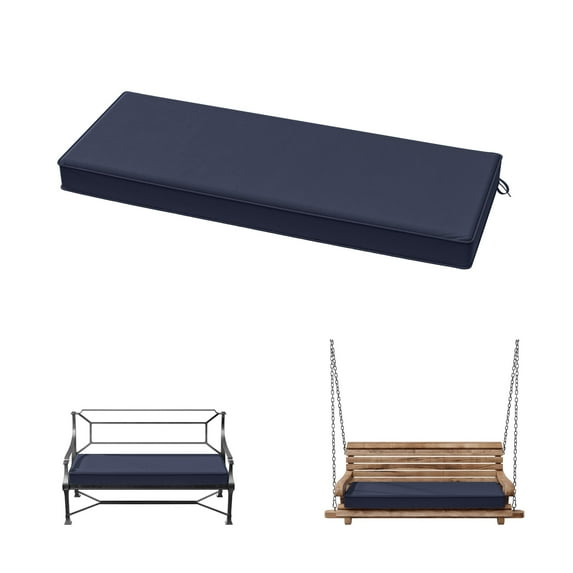 Kimunuk Outdoor Bench Cushion, 48" x 18" x 3.5" Waterproof Swing Cushion with Ties for Patio Porch Furniture, Navy Blue