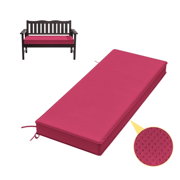 Kimunuk Outdoor Bench Cushions 45 x 18 x 3.5 Inch, High Density Foam Bench Seat Cushion, Porch Swing Cushion with Non-Slip Removable Cover, Pink
