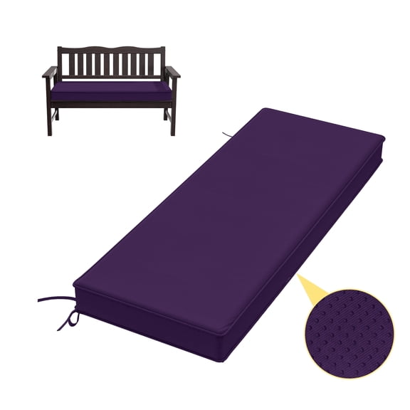 Kimunuk Outdoor Bench Cushions 48 x 18 x 3.5 Inch, High Density Foam Bench Seat Cushion, Porch Swing Cushion with Non-Slip Removable Cover, Purple