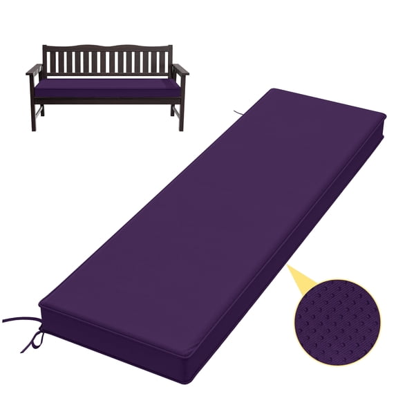 Kimunuk Outdoor Bench Cushions 60 x 18 x 3.5 Inch, High Density Foam Bench Seat Cushion, Porch Swing Cushion with Non-Slip Removable Cover, Purple