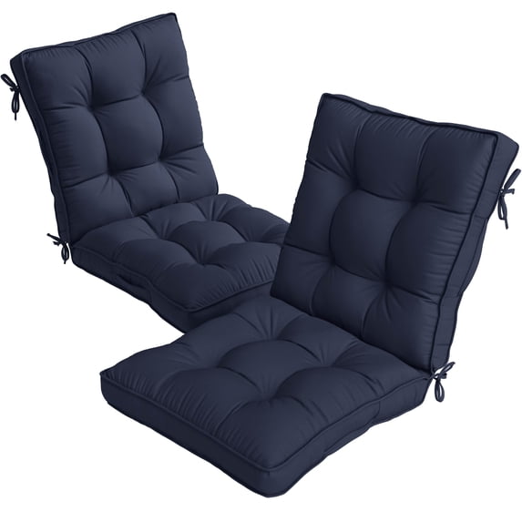 Kimunuk Outdoor Chair Cushions Set of 2, 39 x 20 x 4 in Non Slip Porch Swing Cushion Seat Back Cushions with Ties for Indoor Patio Rocking Chair, Navy Blue