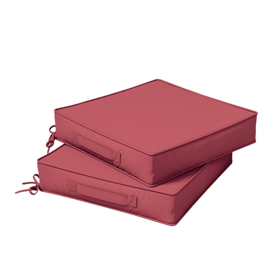 Kimunuk Outdoor Chair Cushions set of 2, 17" x 16" Zipped Waterproof Outdoor Seat Cushions Couch Pads with Ties for Patio Furniture, Fuchsia Red