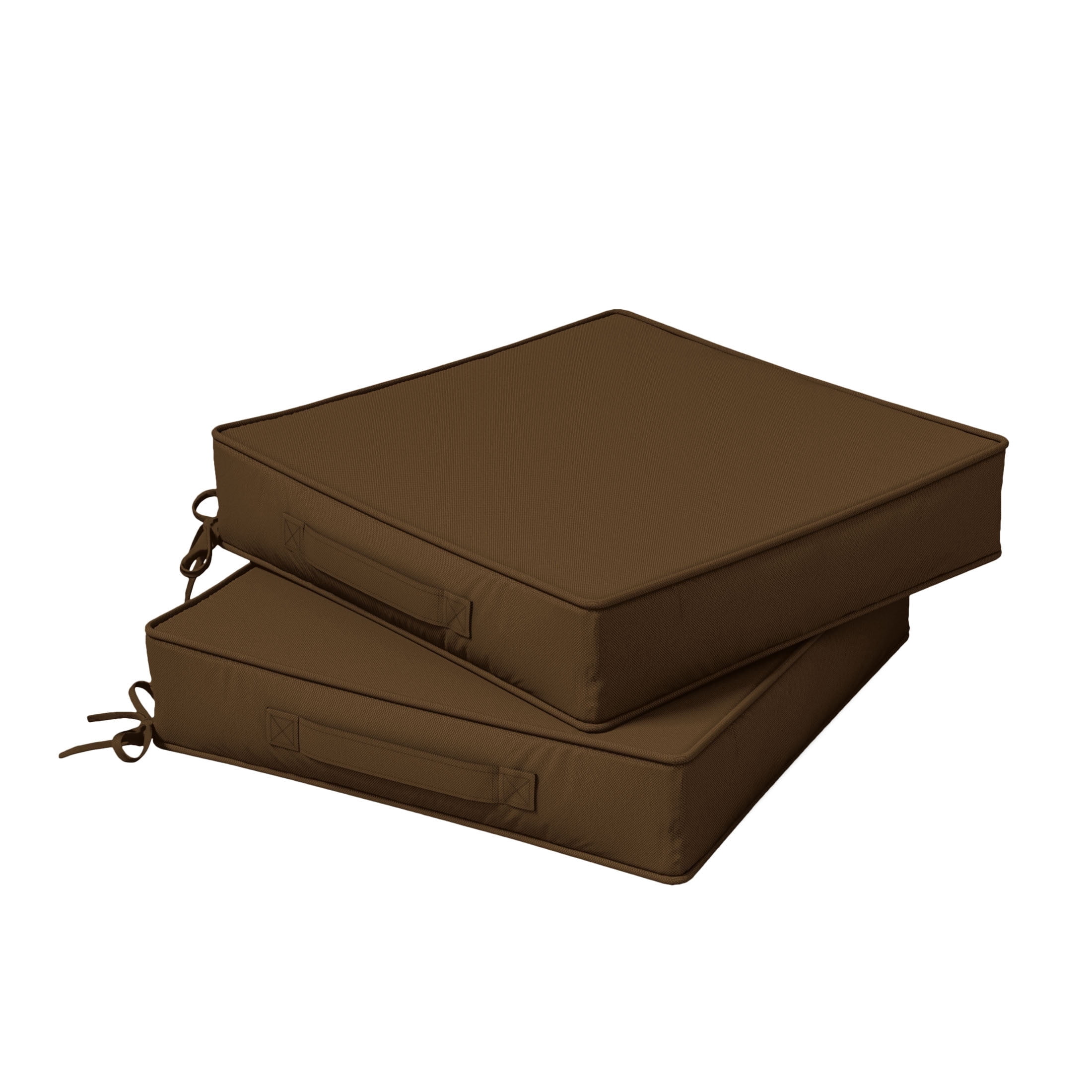Kimunuk Outdoor Chair Cushions set of 2, 18.5" x 16" Zipped Waterproof Outdoor Seat Cushions Couch Pads with Ties for Patio Furniture, Chocolate