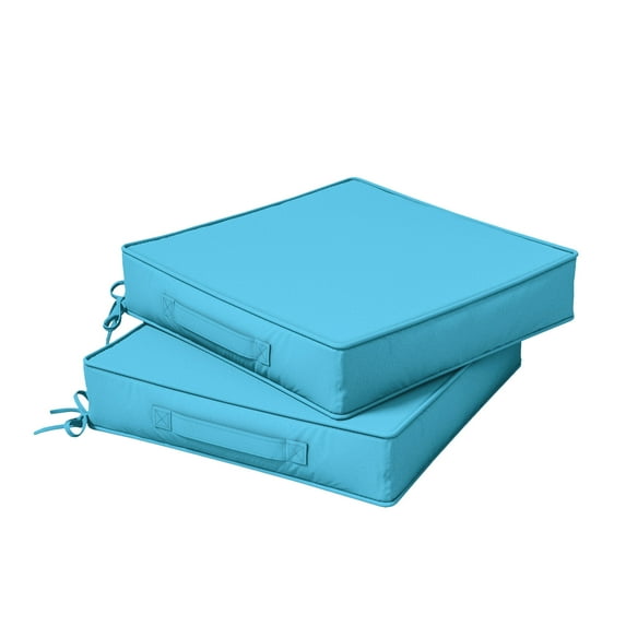 Kimunuk Outdoor Chair Cushions set of 2, 22" x 22" Zipped Waterproof Outdoor Seat Cushions Couch Pads with Ties for Patio Furniture, Lake Blue