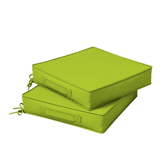 Kimunuk Outdoor Chair Cushions set of 2, 24" x 24" Zipped Waterproof Outdoor Seat Cushions Couch Pads with Ties for Patio Furniture, Grass Green