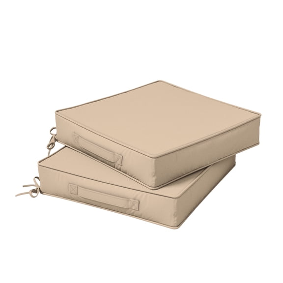 Kimunuk Outdoor Chair Cushions set of 2, 24" x 24" Zipped Waterproof Outdoor Seat Cushions Couch Pads with Ties for Patio Furniture, Sand