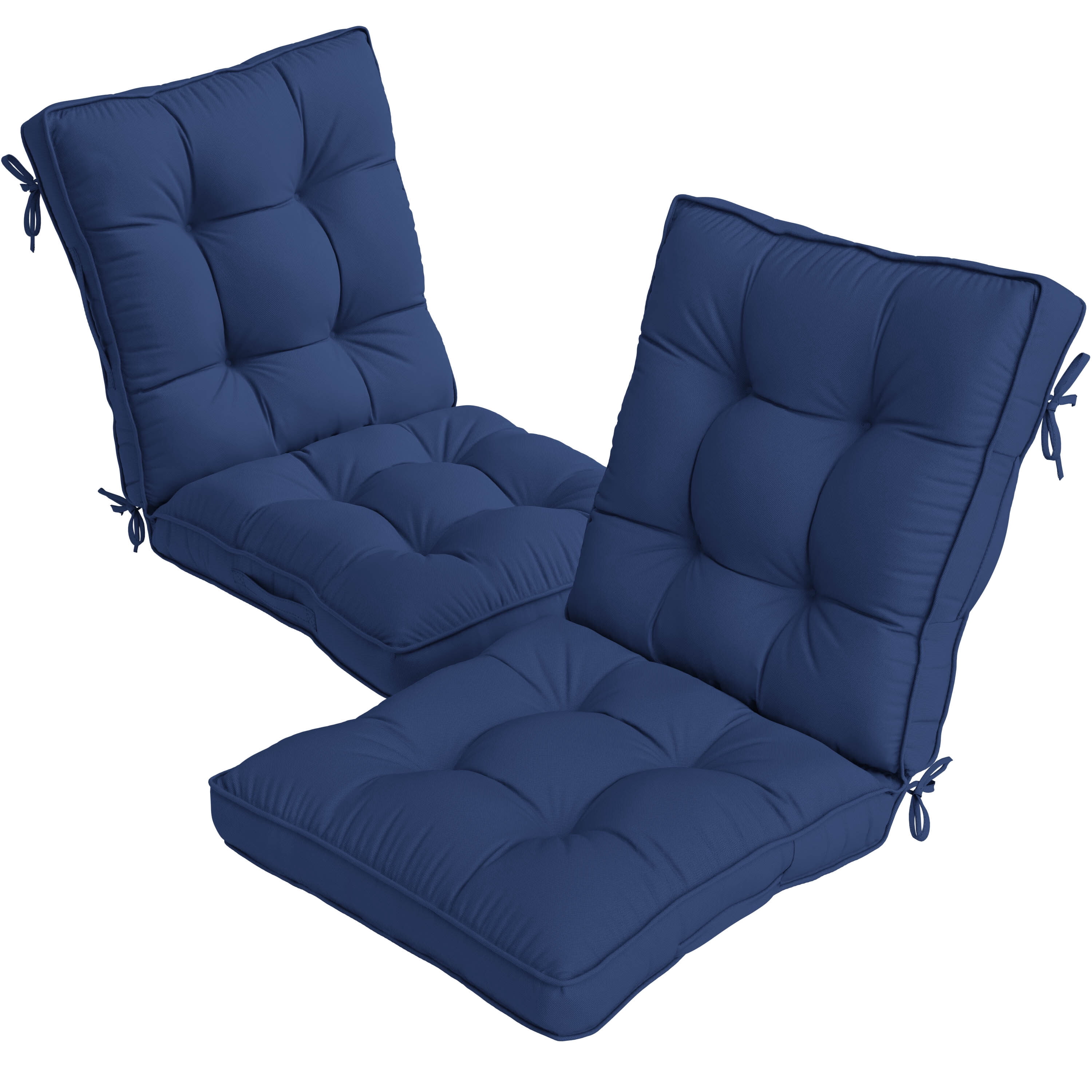 Kimunuk Outdoor Chair Cushions Set of 2, 42 x 21 x 4 in Non Slip Porch Swing Cushion Seat Back Cushions with Ties for Indoor Patio Rocking Chair, Blue