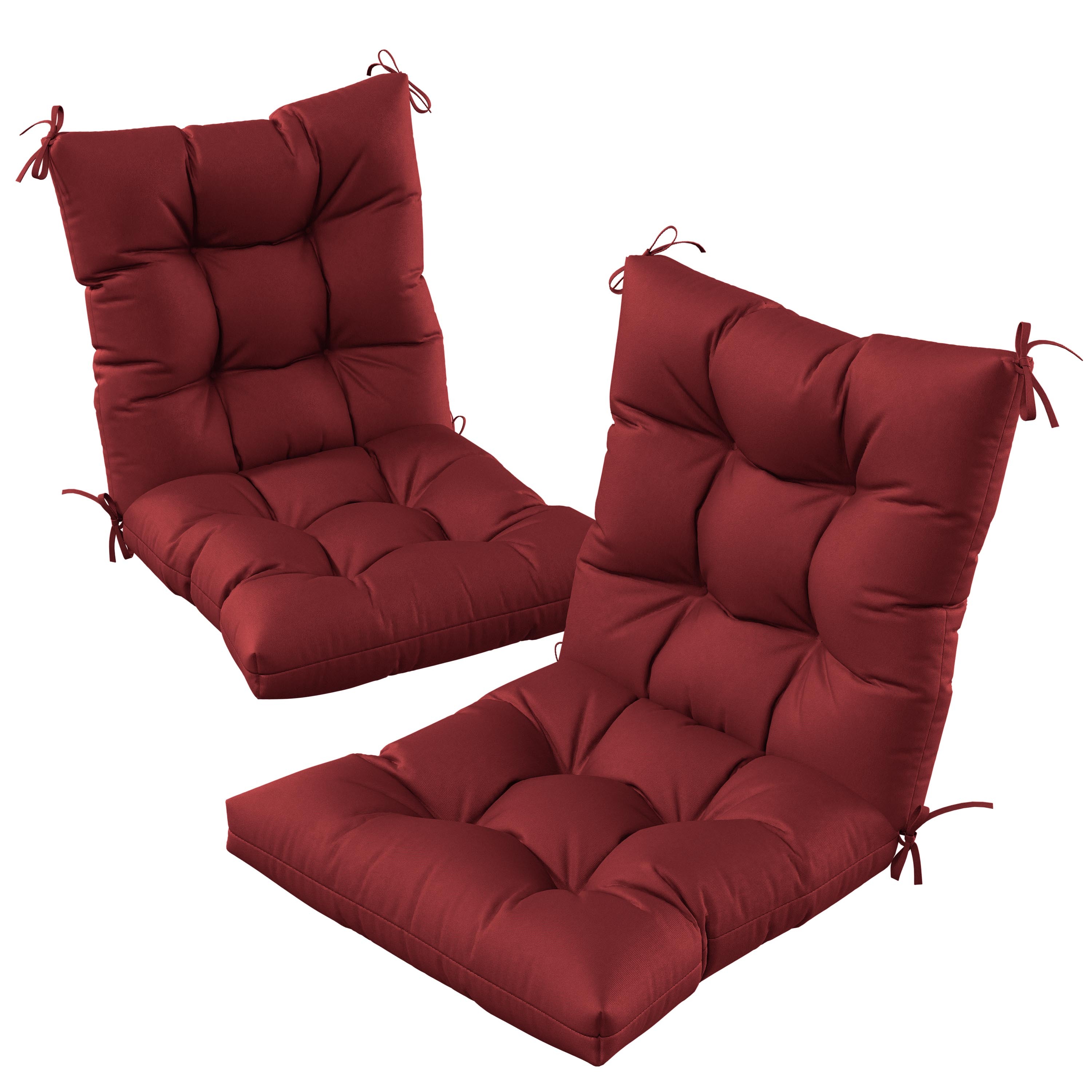 Kimunuk Outdoor Chair Cushions Set of 2, 42 x 21 x 5 in Non Slip Porch Swing Cushion Seat Back Cushions with Ties for Indoor Patio Rocking Chair, Burgundy