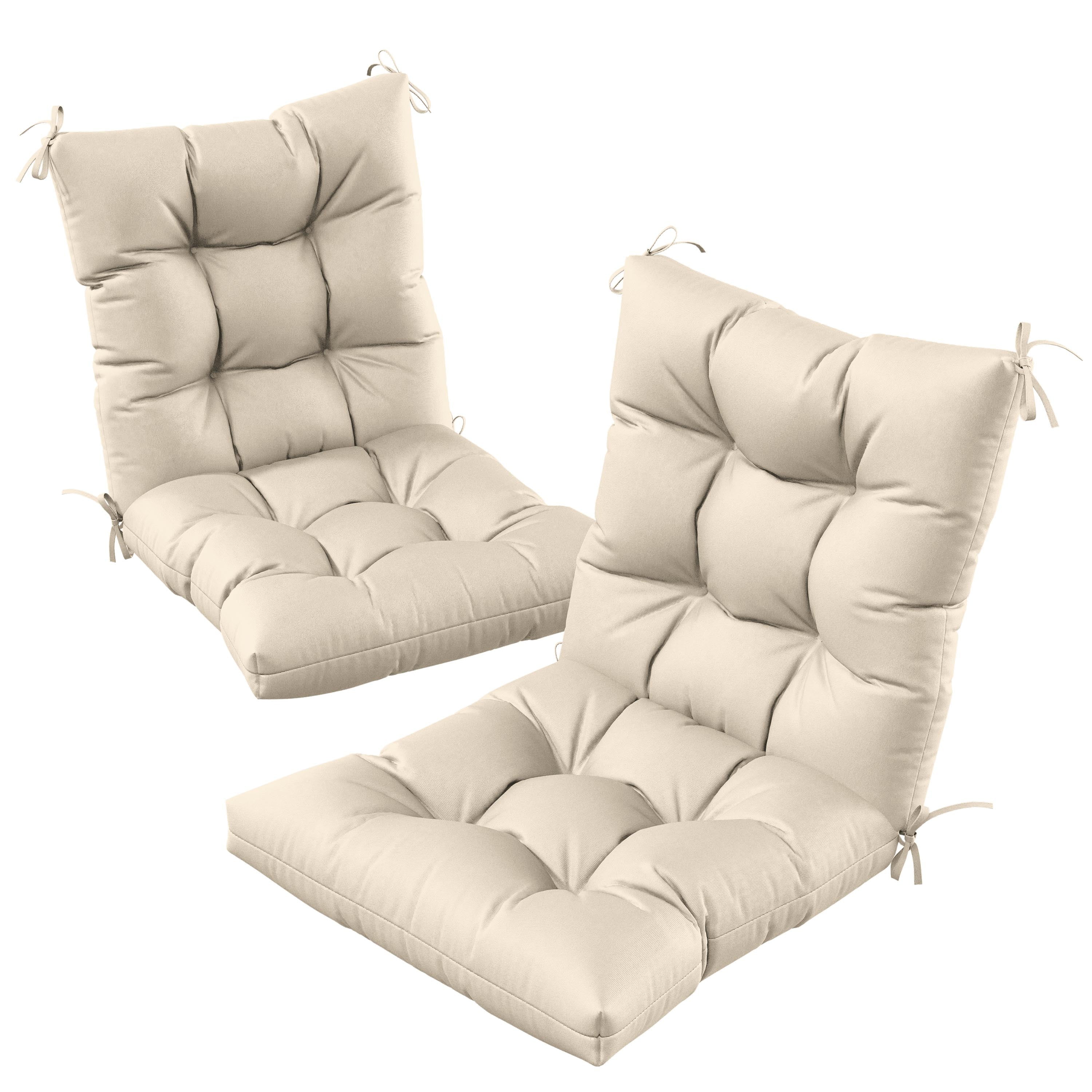 Kimunuk Outdoor Chair Cushions Set of 2, 42 x 21 x 5 in Non Slip Porch Swing Cushion Seat Back Cushions with Ties for Indoor Patio Rocking Chair, Cream