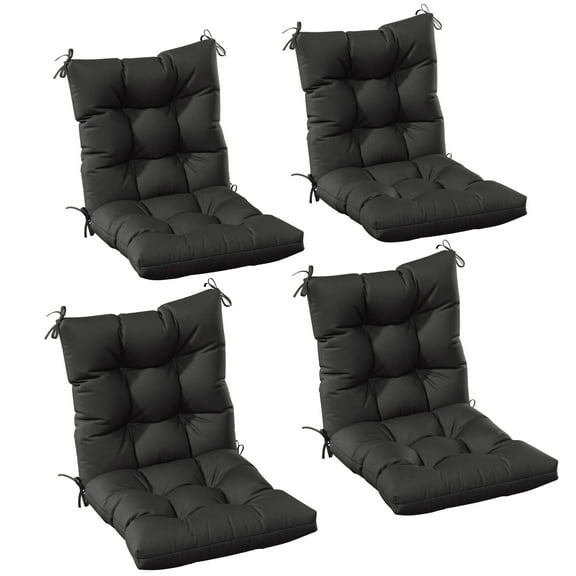 Kimunuk Outdoor Chair Cushions Set of 4, 42 x 21 x 5 in Non Slip Porch Swing Cushion Seat Back Cushions with Ties for Indoor Patio Rocking Chair, Black