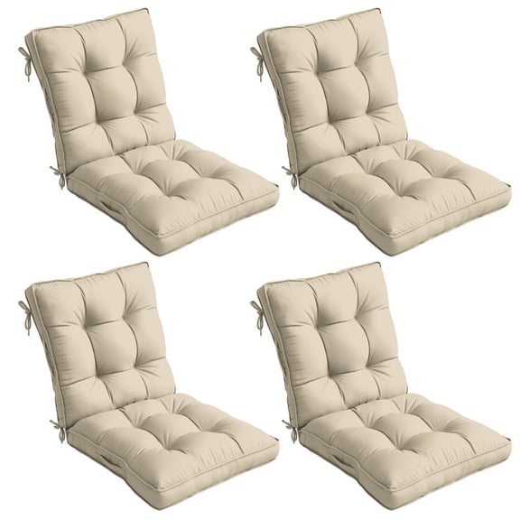 Kimunuk Outdoor Chair Cushions Set of 4, 39 x 20 x 4 in Non Slip Porch Swing Cushion Seat Back Cushions with Ties for Indoor Patio Rocking Chair, Cream