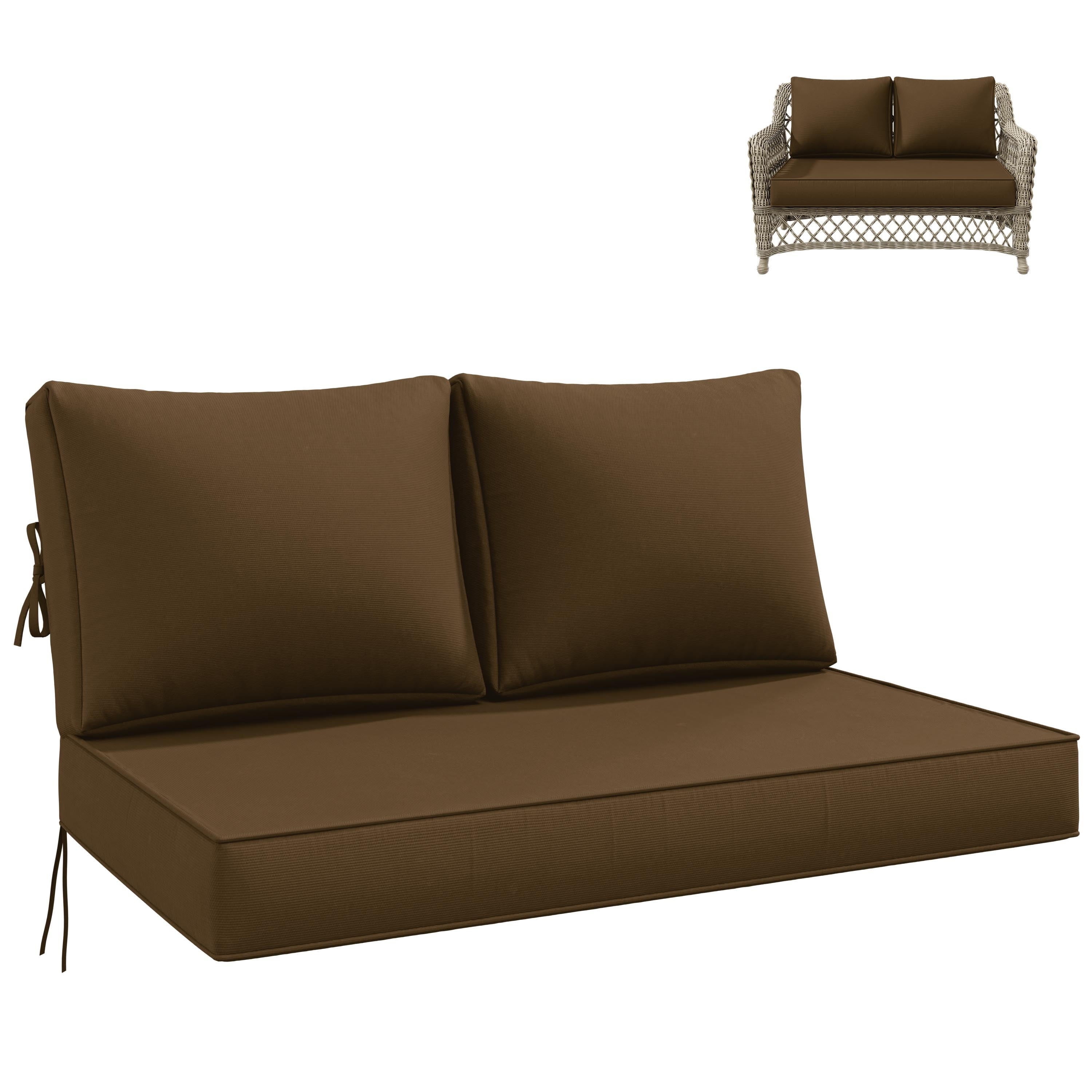 Kimunuk Outdoor Loveseat Cushion Set, 46" x 26" x 5" Waterproof Patio Furniture Cushions for Couch Bench Swing, Chocolate