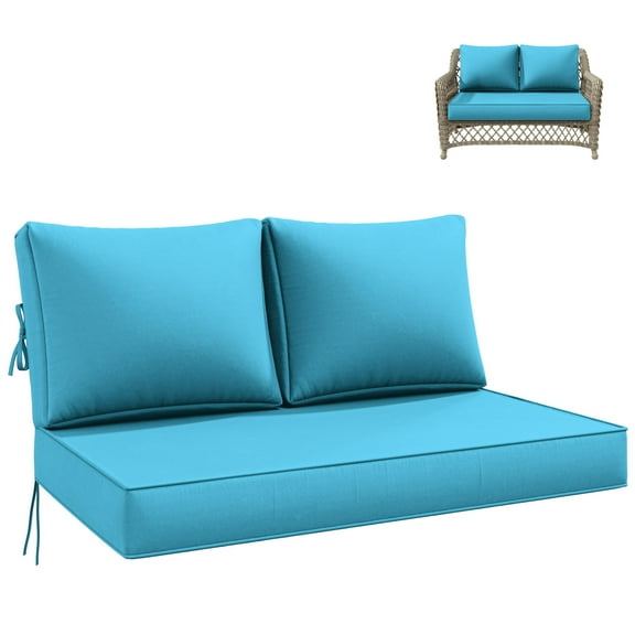 Kimunuk Outdoor Loveseat Cushion Set, 46" x 26" x 5" Waterproof Patio Furniture Cushions for Couch Bench Swing, Lake Blue