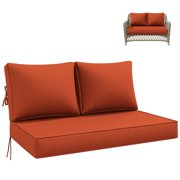 Kimunuk Outdoor Loveseat Cushion Set, 46" x 26" x 5" Waterproof Patio Furniture Cushions for Couch Bench Swing, Orange