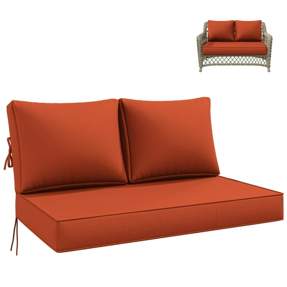 Kimunuk Outdoor Loveseat Cushion Set, 46" x 26" x 5" Waterproof Patio Furniture Cushions for Couch Bench Swing, Orange