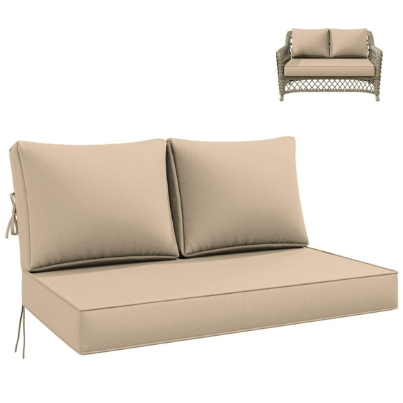 Kimunuk Outdoor Loveseat Cushion Set, 46" x 26" x 5" Waterproof Patio Furniture Cushions for Couch Bench Swing, Sand