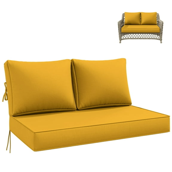 Kimunuk Outdoor Loveseat Cushion Set, 46" x 26" x 5" Waterproof Patio Furniture Cushions for Couch Bench Swing, Yellow