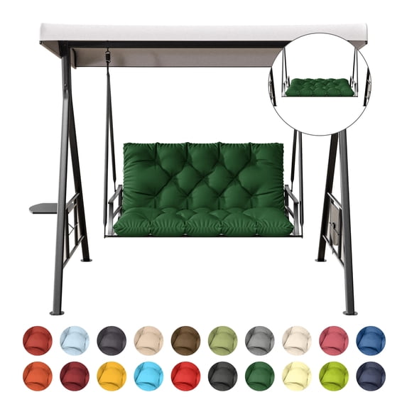 Kimunuk Outdoor Porch Swing Cushion, 40" X 40" X 5" Waterproof Bench Chair Replacement Cushion with 6 Ties for Patio, Green